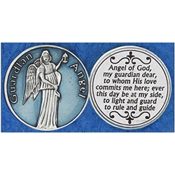 Polish Art Center - Guardian Angel Light Blue Enamel Pocket Token (Coin)