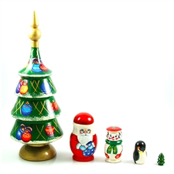 WOODEN & Handmade Christmas Tree Nesting dolls 
