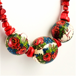 Folk necklace corals HandMade bracelet Zakopane Poland 