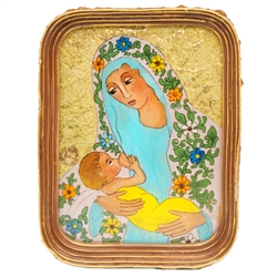 Painting On Glass - Madonna and Child - Polish Art Center